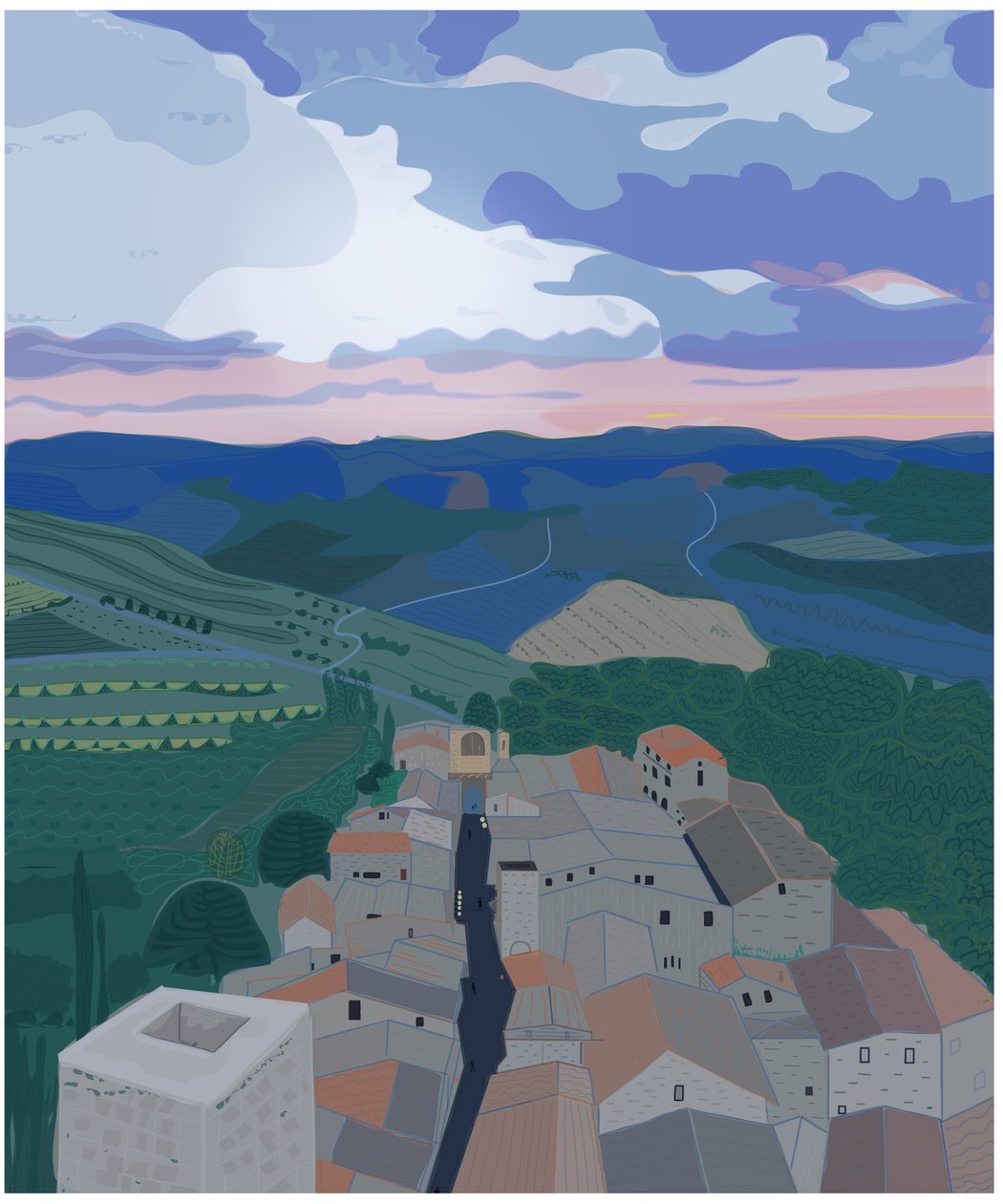 Small Village In Tuscany, 2015 by Evan Sklar