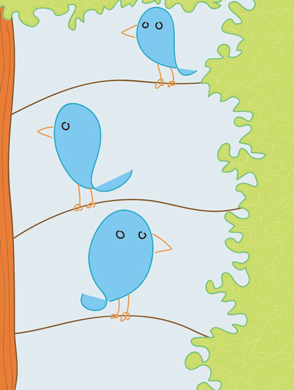 Three Bluebirds on Branch, 2015 by Evan Sklar
