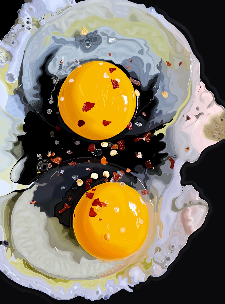 Two Eggs Frying on Pan, Brooklyn by Evan Sklar