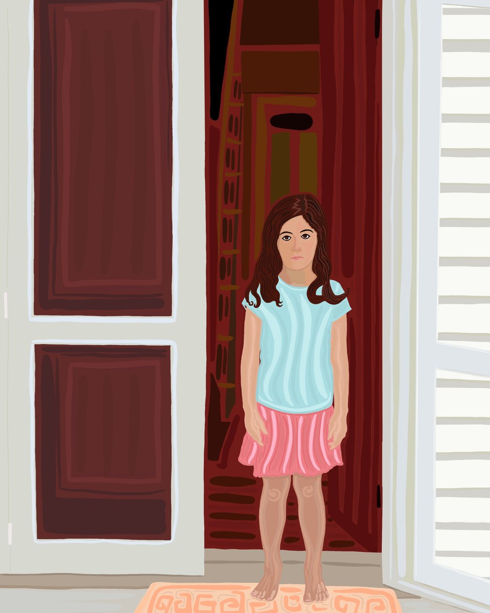 Young Girl In Doorway by Evan Sklar