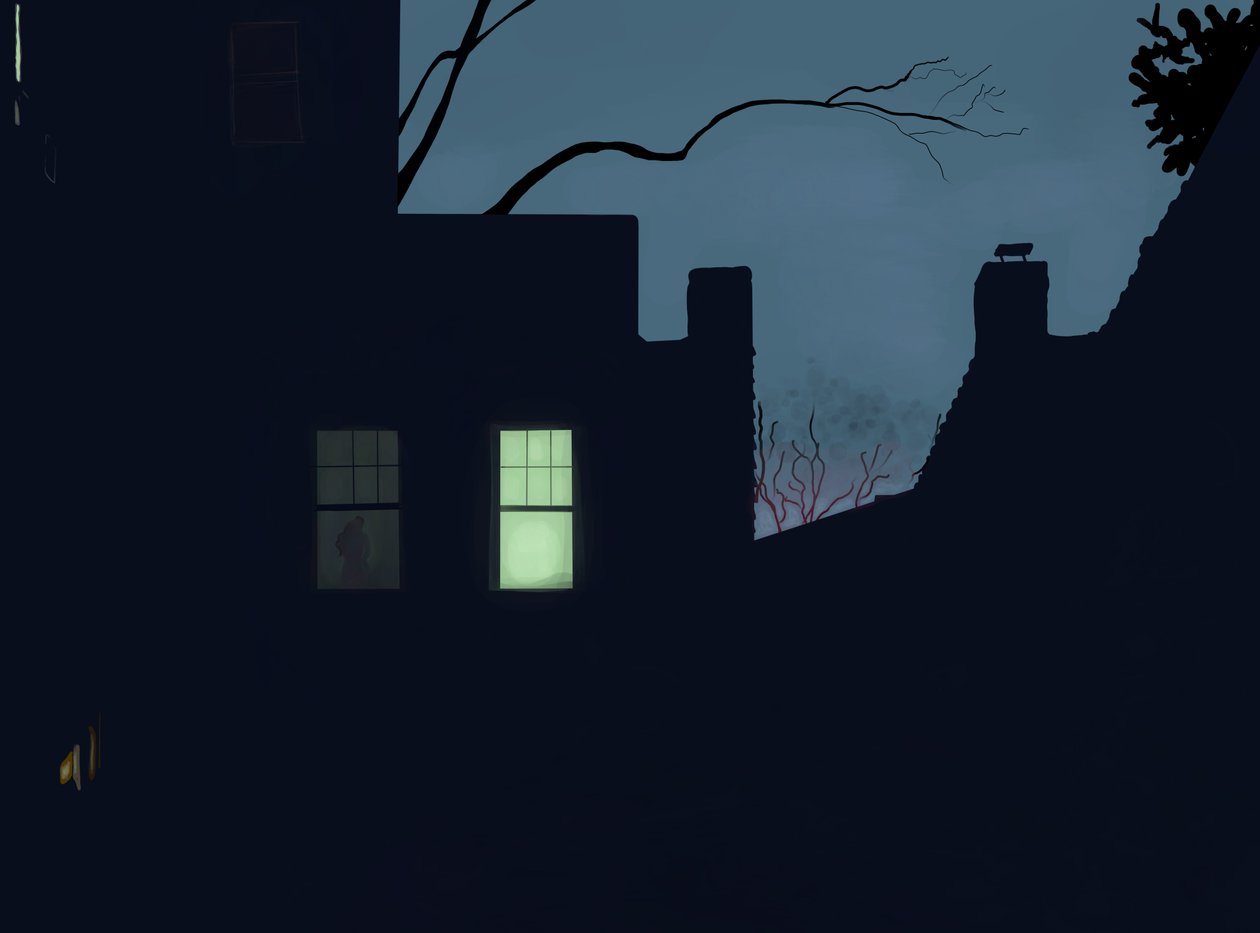 Back Window, Winter, Dusk, Brooklyn by Evan Sklar