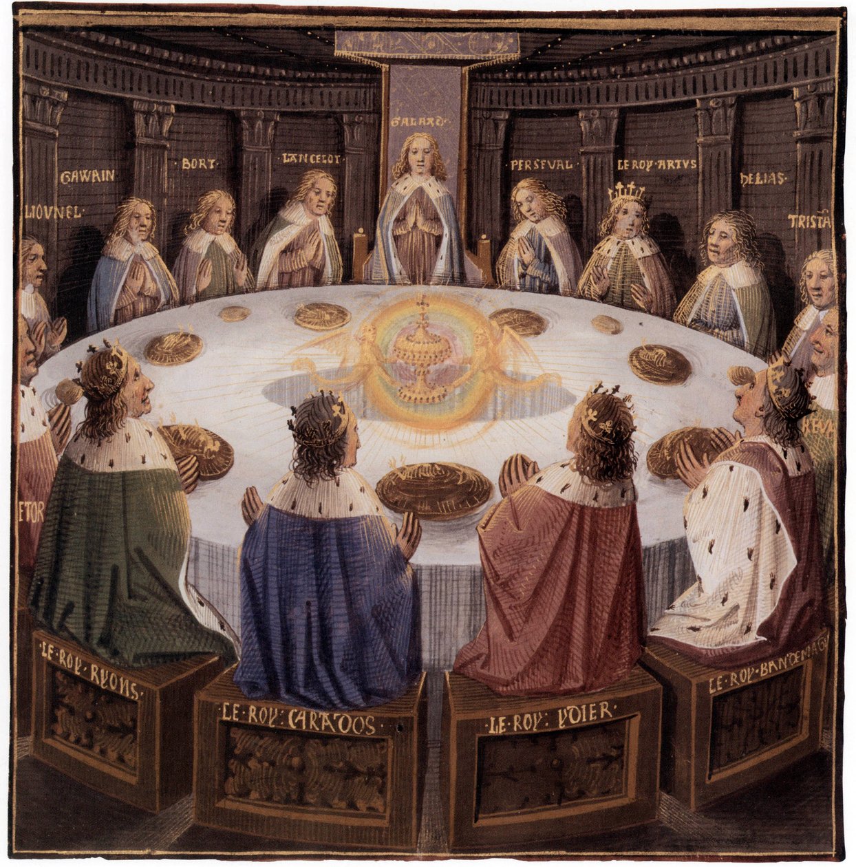 Arthurian Legend: The Knights of the Round Table: Galaad on the Seat Perilous, the Holy Grail Appears by Everard de Espinques