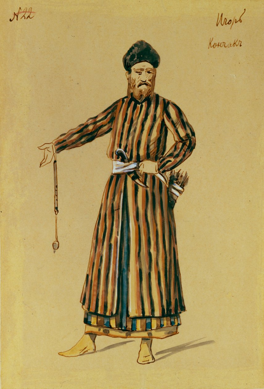 Costume design for the opera Prince Igor, 1890