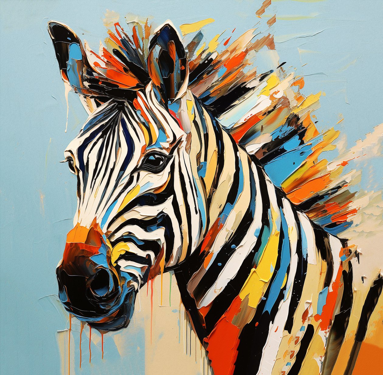 Abstract Savanna Animal Zebra Portrait by F. Abderrahim