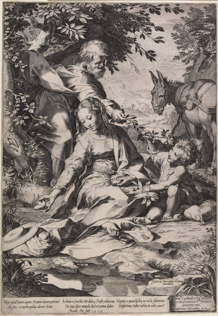 Die Rast auf der Rückkehr aus Ägypten, graviert von Cornelis Cort von Federico Fiori Barocci or Baroccio