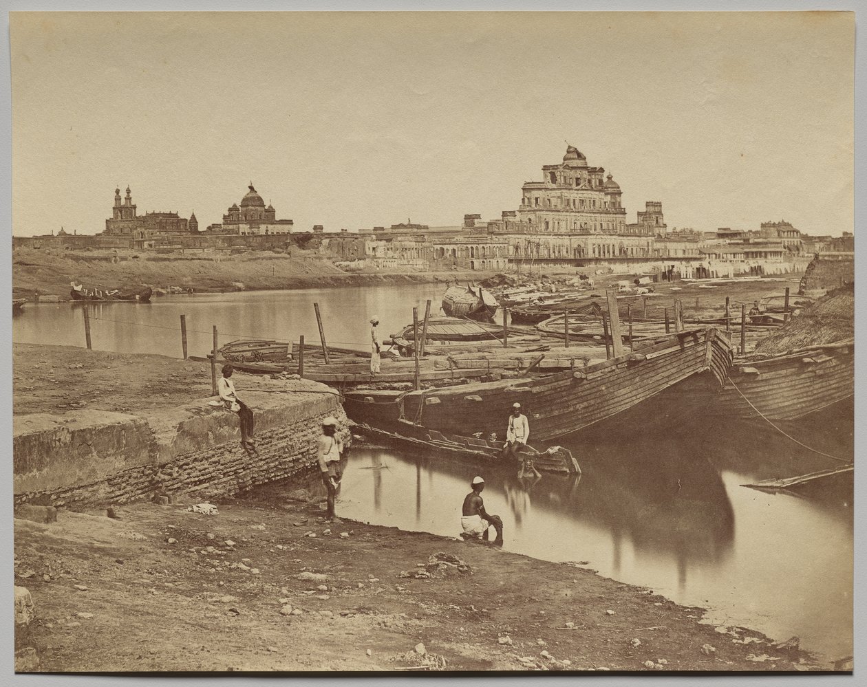 Bridge of Boats over the Gumti River near the Chattar Manzil and Fusseed Bakah or Old Palace by Felice A. Beato