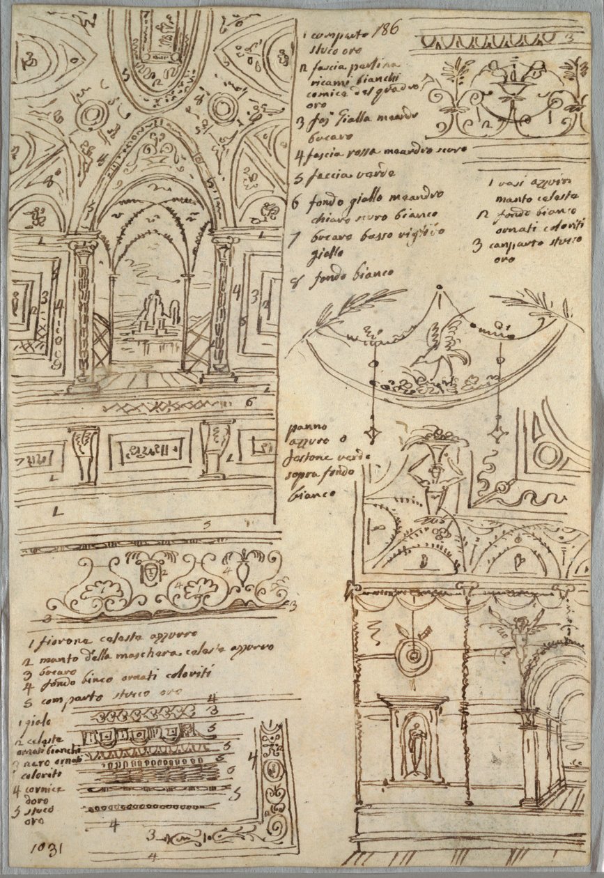 Decorative Studies; Verso: Anatomical Studies by Felice Giani