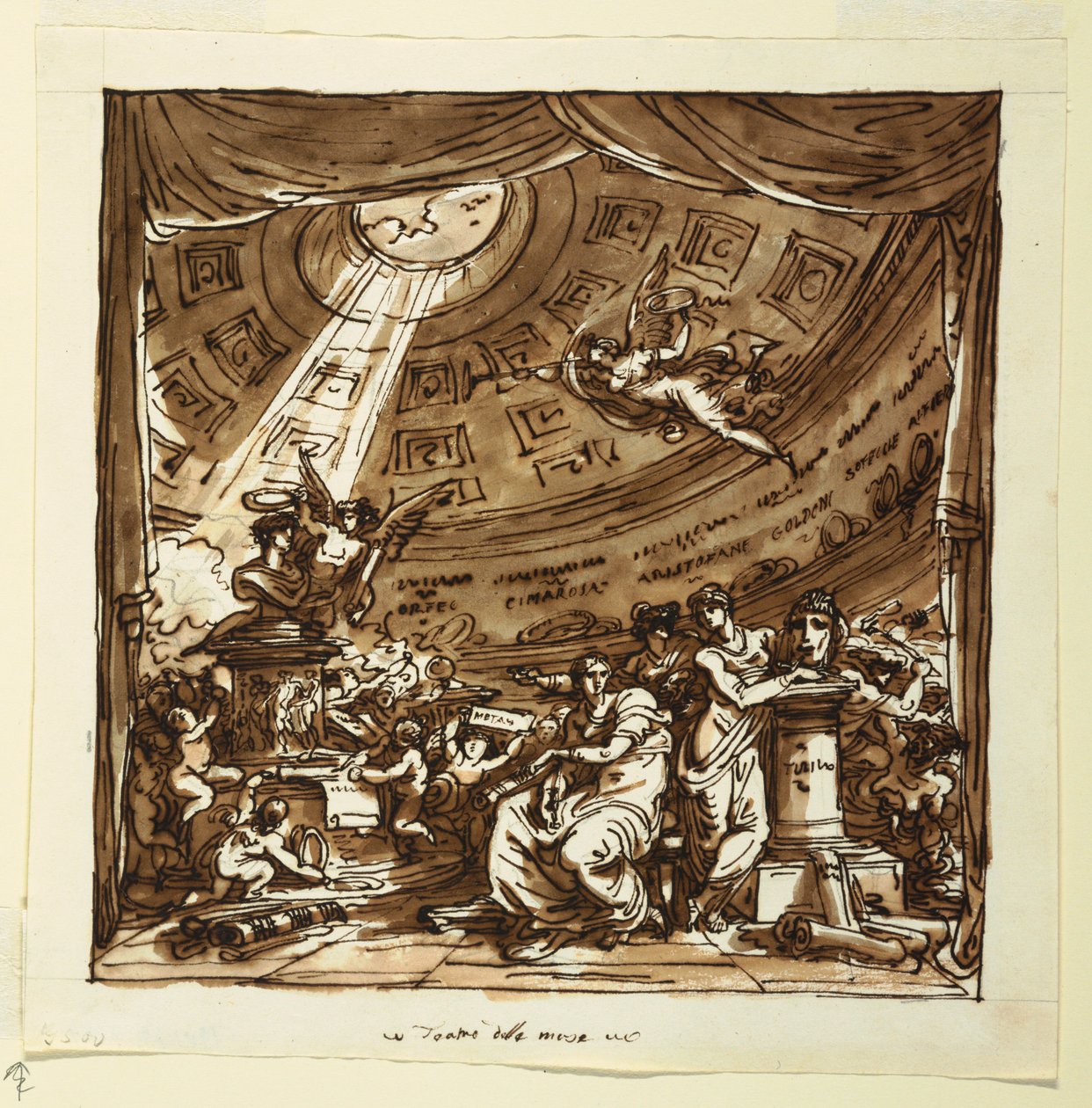 Design for Stage Curtain: Temple of Fame by Felice Giani