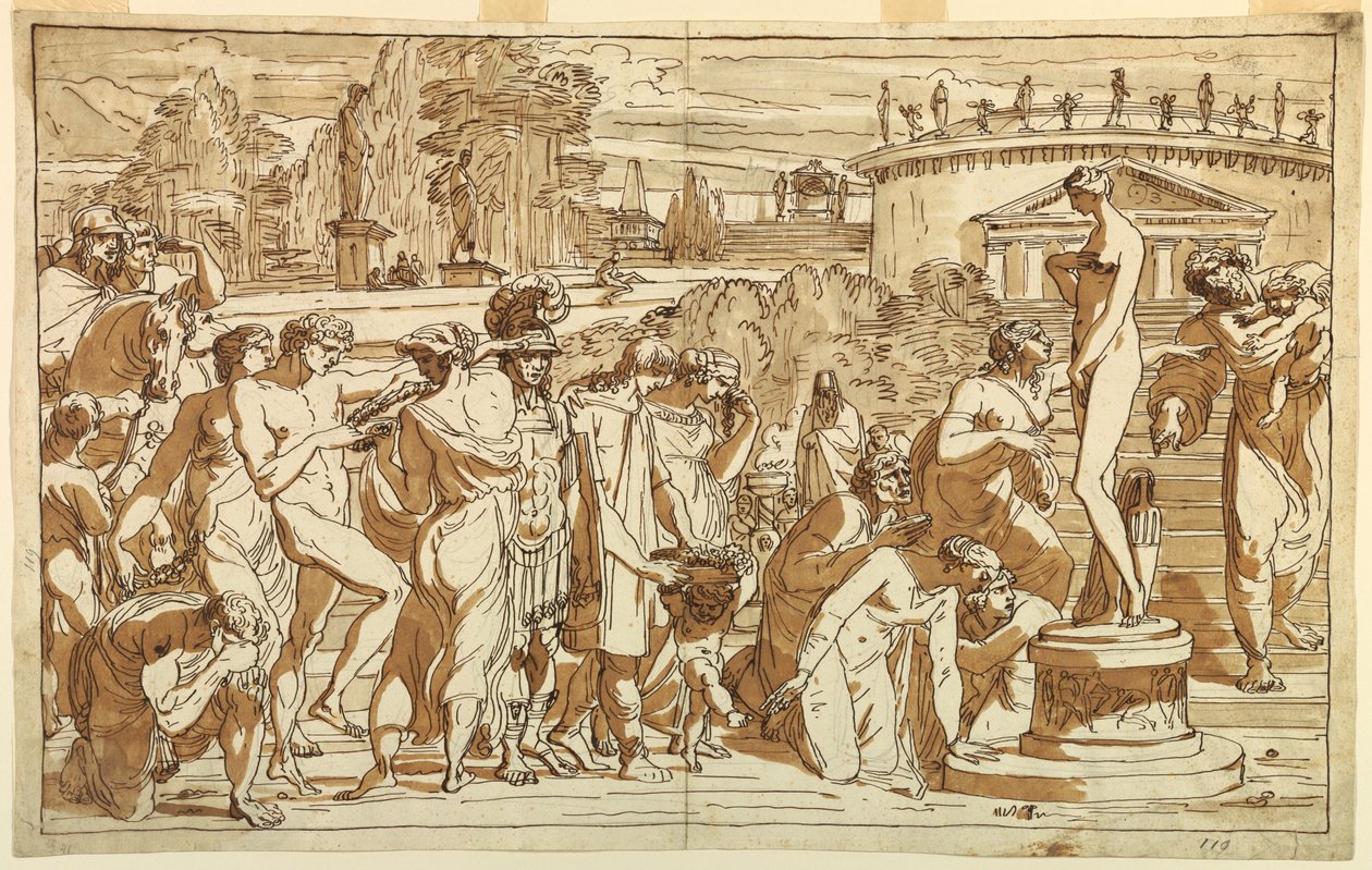 Drawing, Worship of Venus in a Classical Landscape, ca. 1820 by Felice Giani