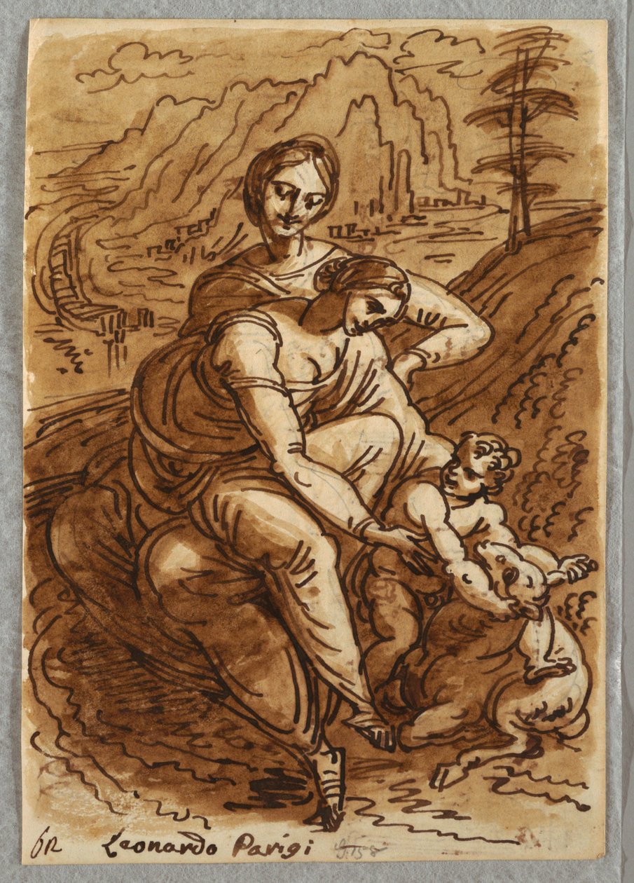 Madonna and Child with St. Anna and Lamb, After Leonardo by Felice Giani