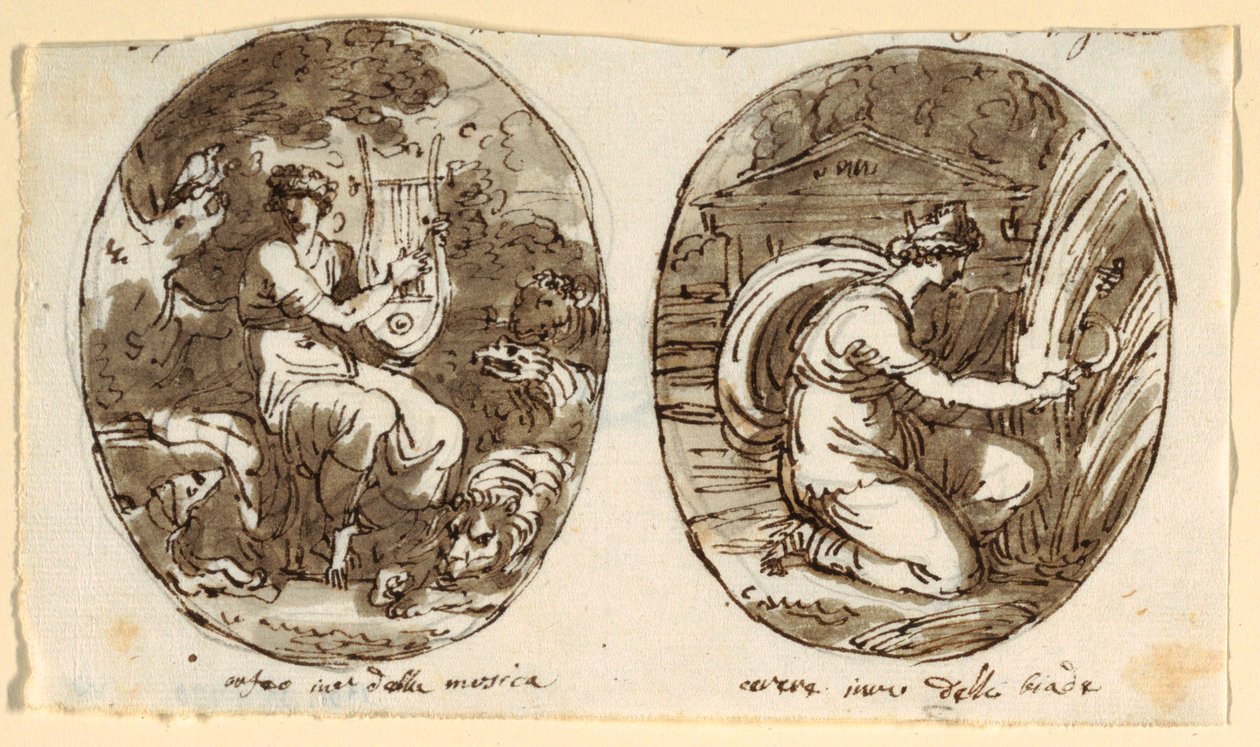 Orpheus, Ceres, Design for Vaulted Ceiling, Sala dei Legislatori, Palazzo Conti-Sinibaldi, Faenza by Felice Giani