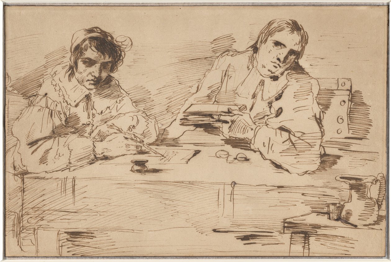 Self-Portrait Writing with a Companion by Felice Giani