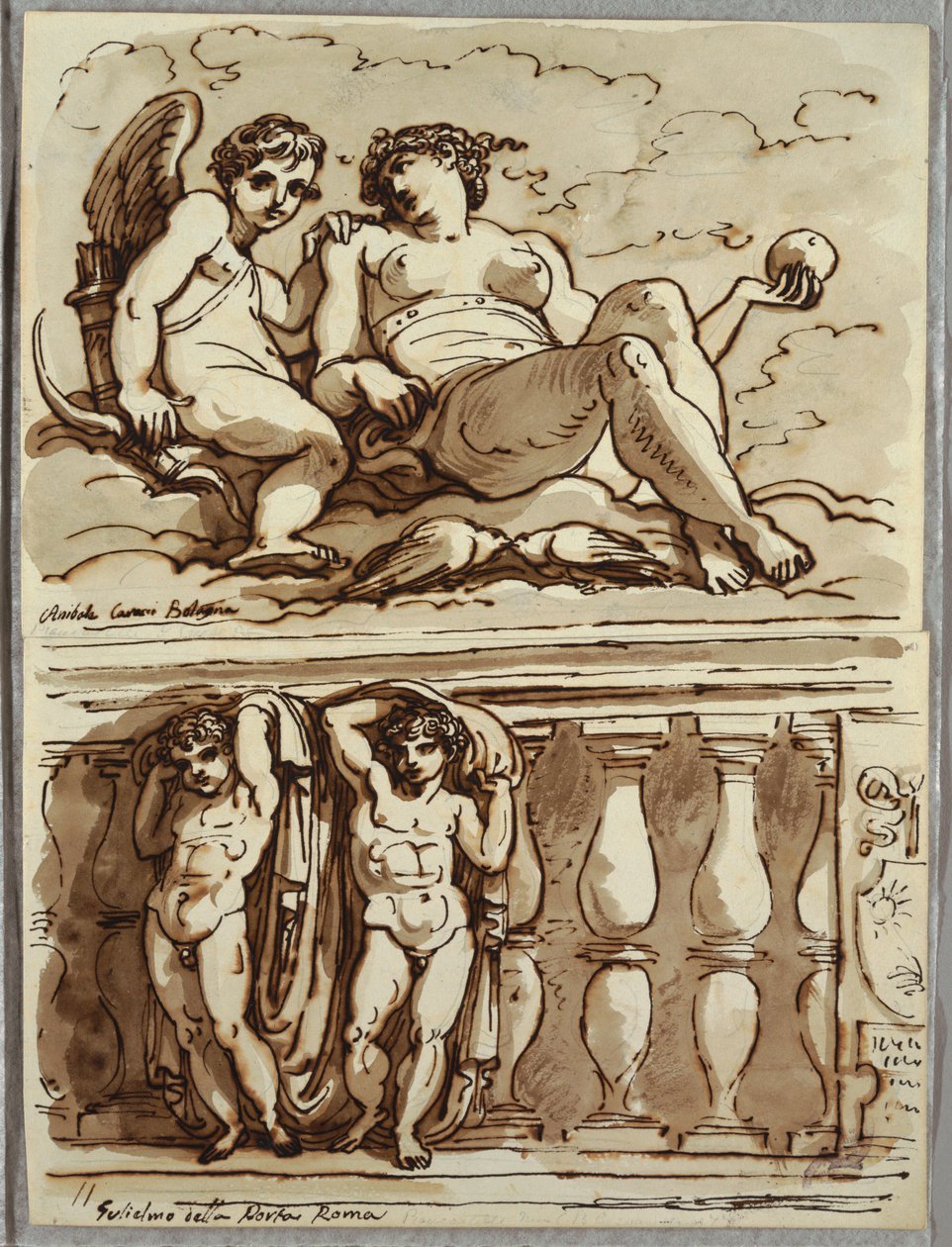 Venus and Cupid, Study after Annibale Carracci by Felice Giani