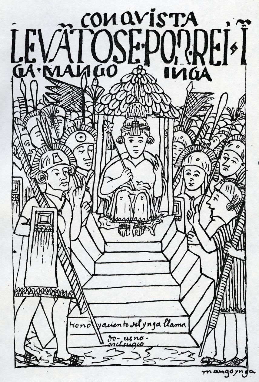 The Newly Crowned Manco Inca on the Throne at Cuzco