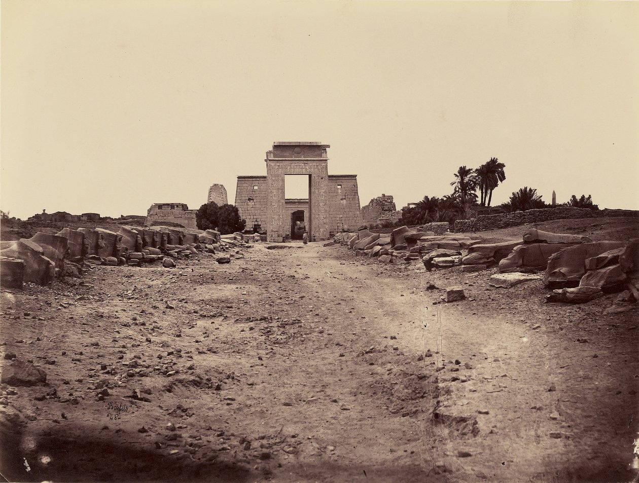Avenue of Sphinxes and Ptolemaic Propylon, Karnak, Thebes by Félix Bonfils