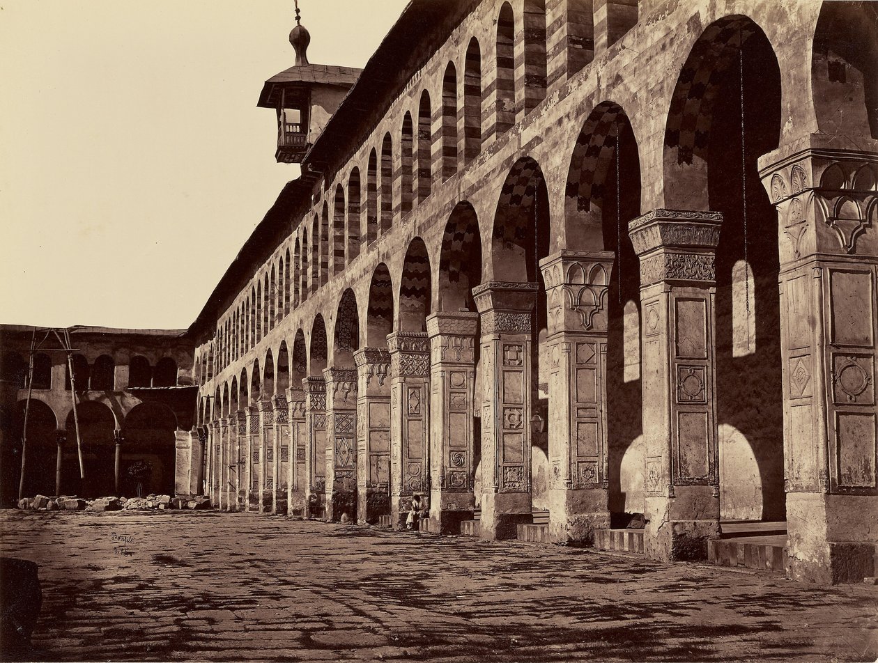 Enfilade of the Great Mosque, South Side, in the Courtyard (Damascus) by Félix Bonfils