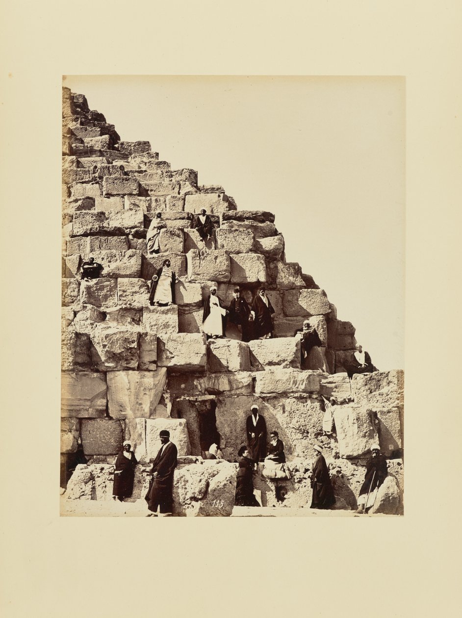 Group Portrait on the Stone Blocks of a Pyramid, Egypt by Félix Bonfils