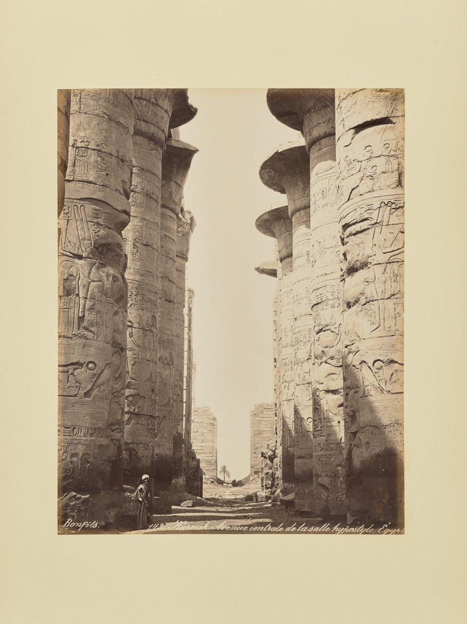 Karnak. Central Avenue of the Hypostyle Hall, Egypt by Félix Bonfils