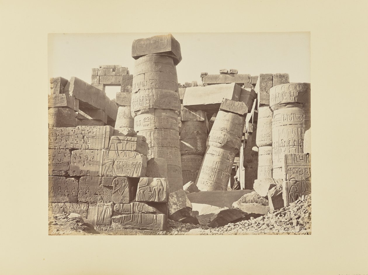 Karnak. Ruins of the hypostyle hall, interior view, Egypt by Félix Bonfils