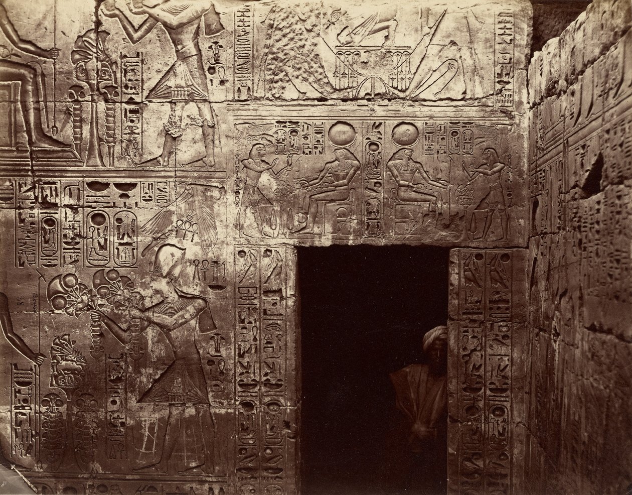 Reliefs in the Temple of Amun, Karnak by Félix Bonfils
