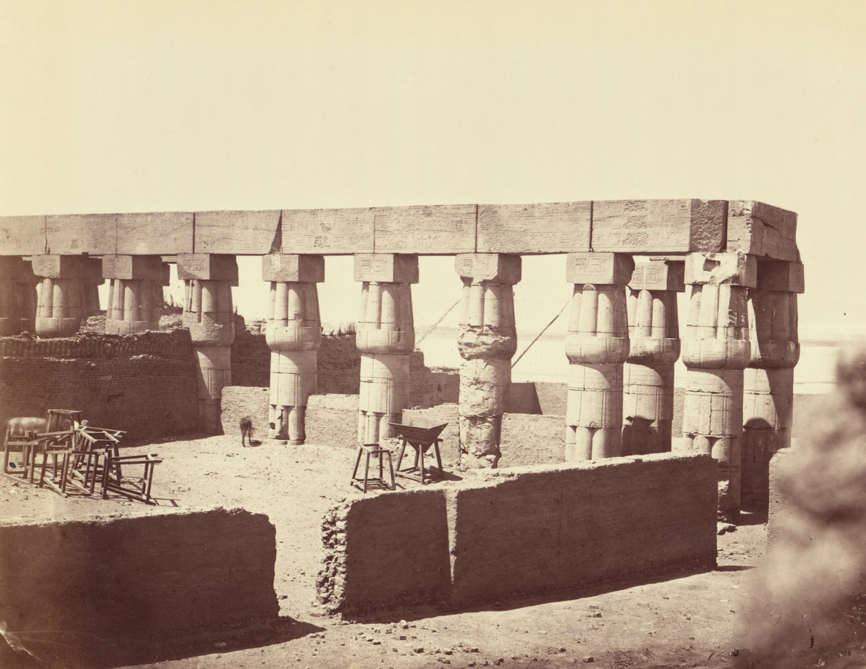 Temple of Luxor. General View of the Middle Colonnades [Thebes] by Félix Bonfils
