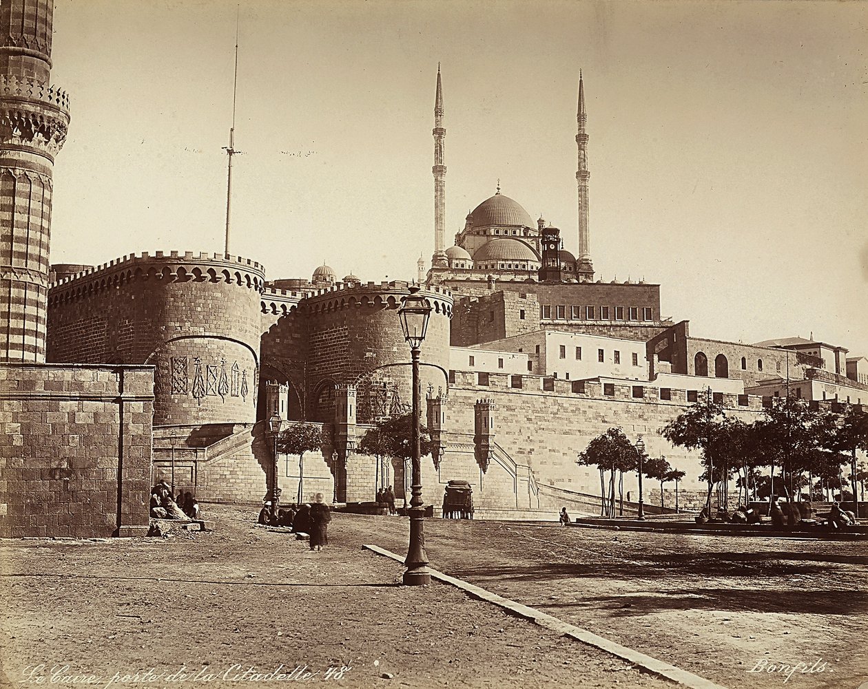 The Bab el-Azab Gate of the Citadel with the Mosque of Muhammad Ali in the Background, Cairo, Egypt by Félix Bonfils