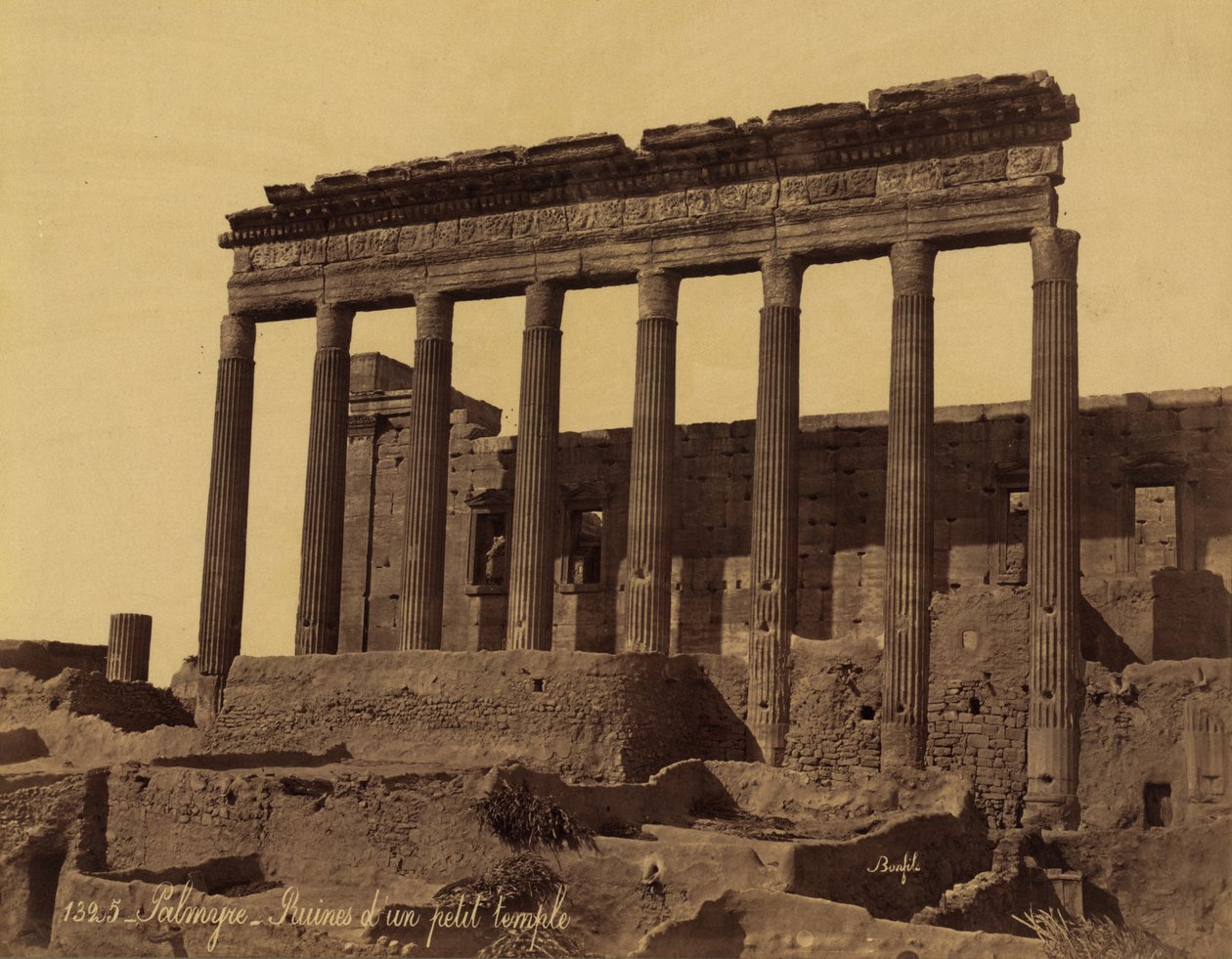 Unattached Colonnade before a Temple in Palmyra, Syria by Félix Bonfils