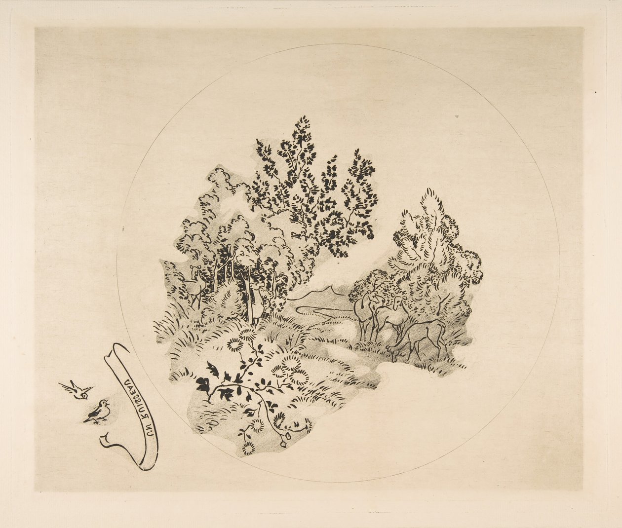 Decoration for a Plate: A Stream, 1870 by Felix Bracquemond