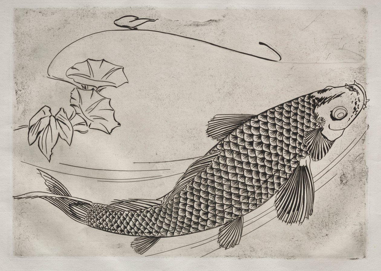 Dinner Service Rousseau service: Large fish in a Japanese style no. 19 by Felix Bracquemond