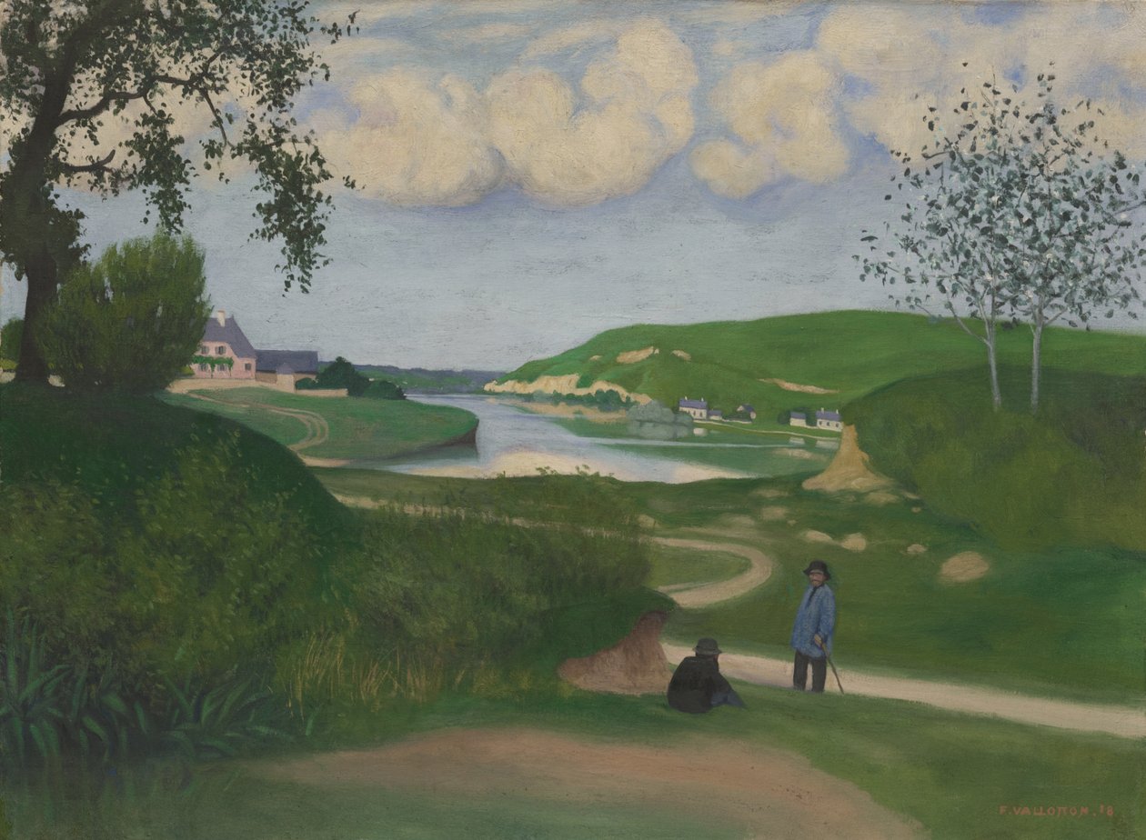 Landscape with a River and Two Figures by Felix Edouard Vallotton