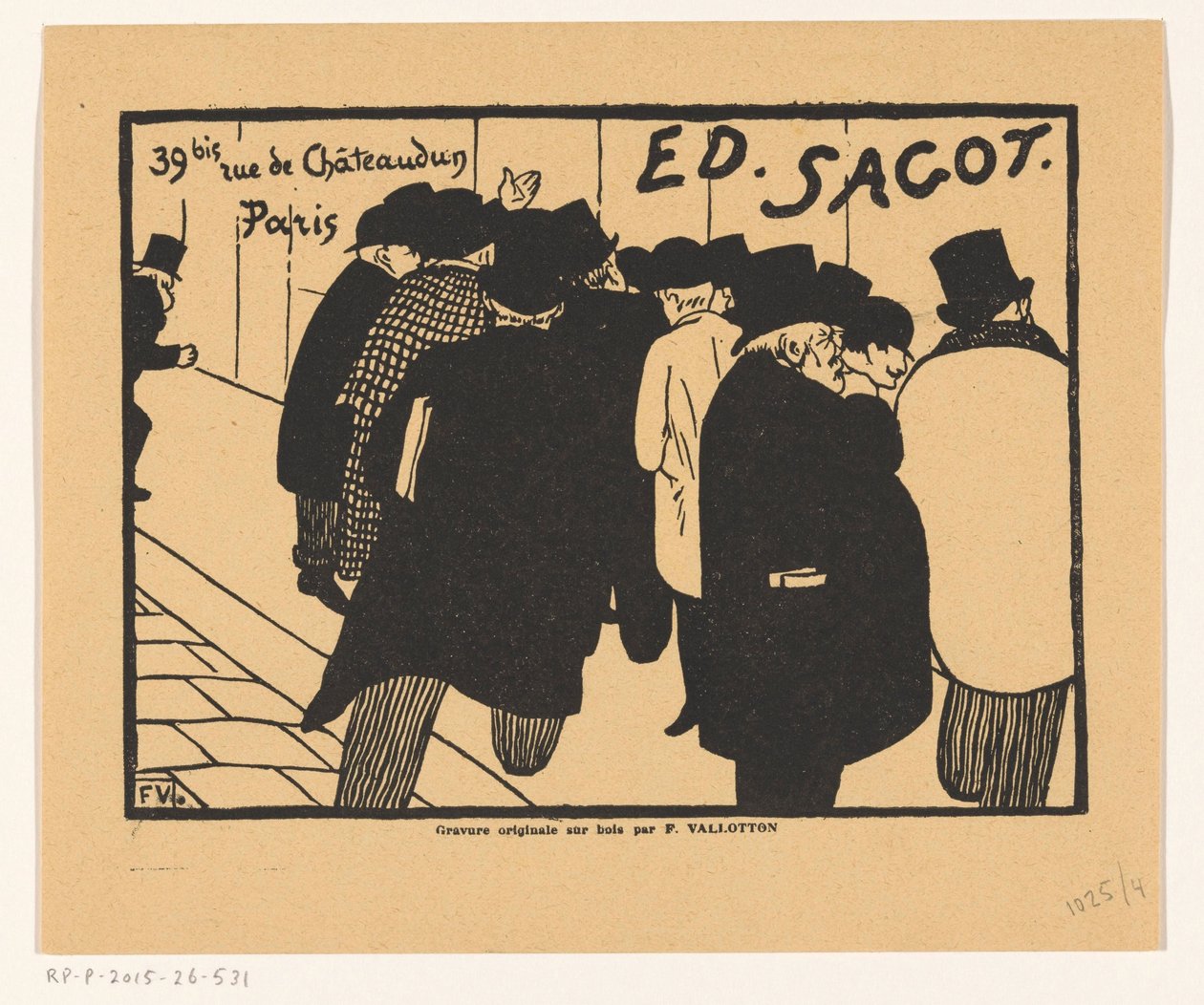 Business Card of Print Dealer Edmond Sagot in Paris by Felix Edouard Vallotton