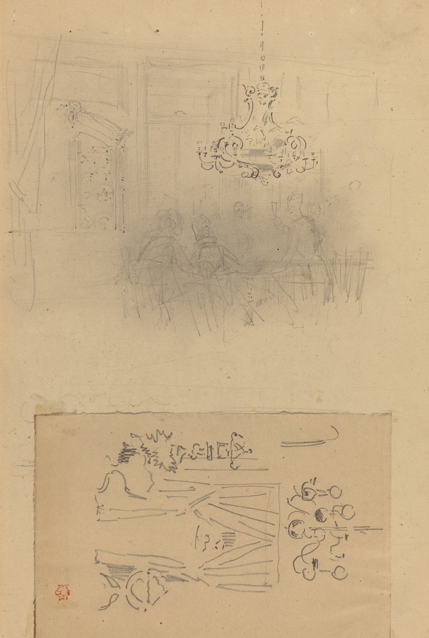 A Gathering in an Interior, A Curtained Doorway by Felix Hilaire Buhot