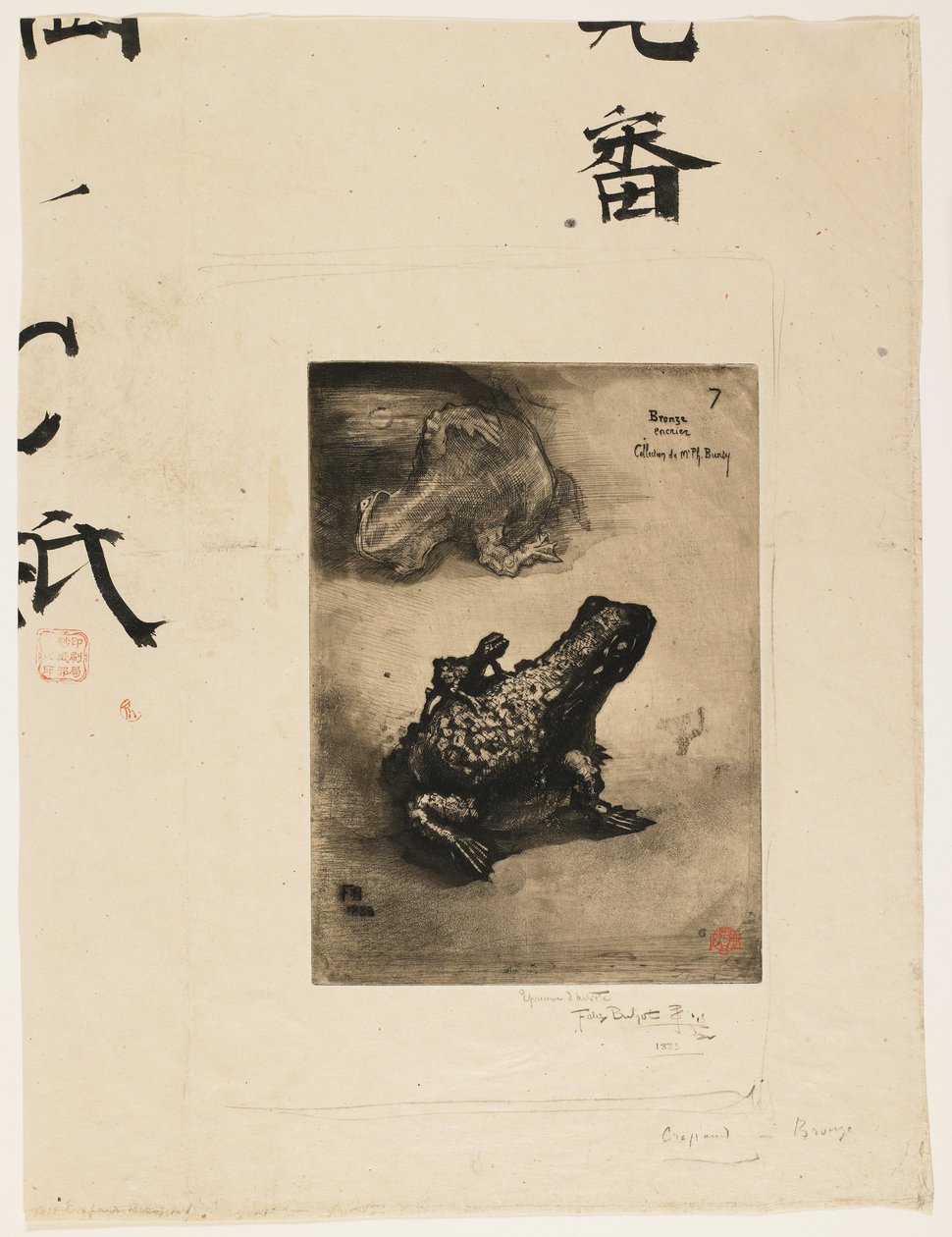 Bronze Frog Inkwell by Felix Hilaire Buhot