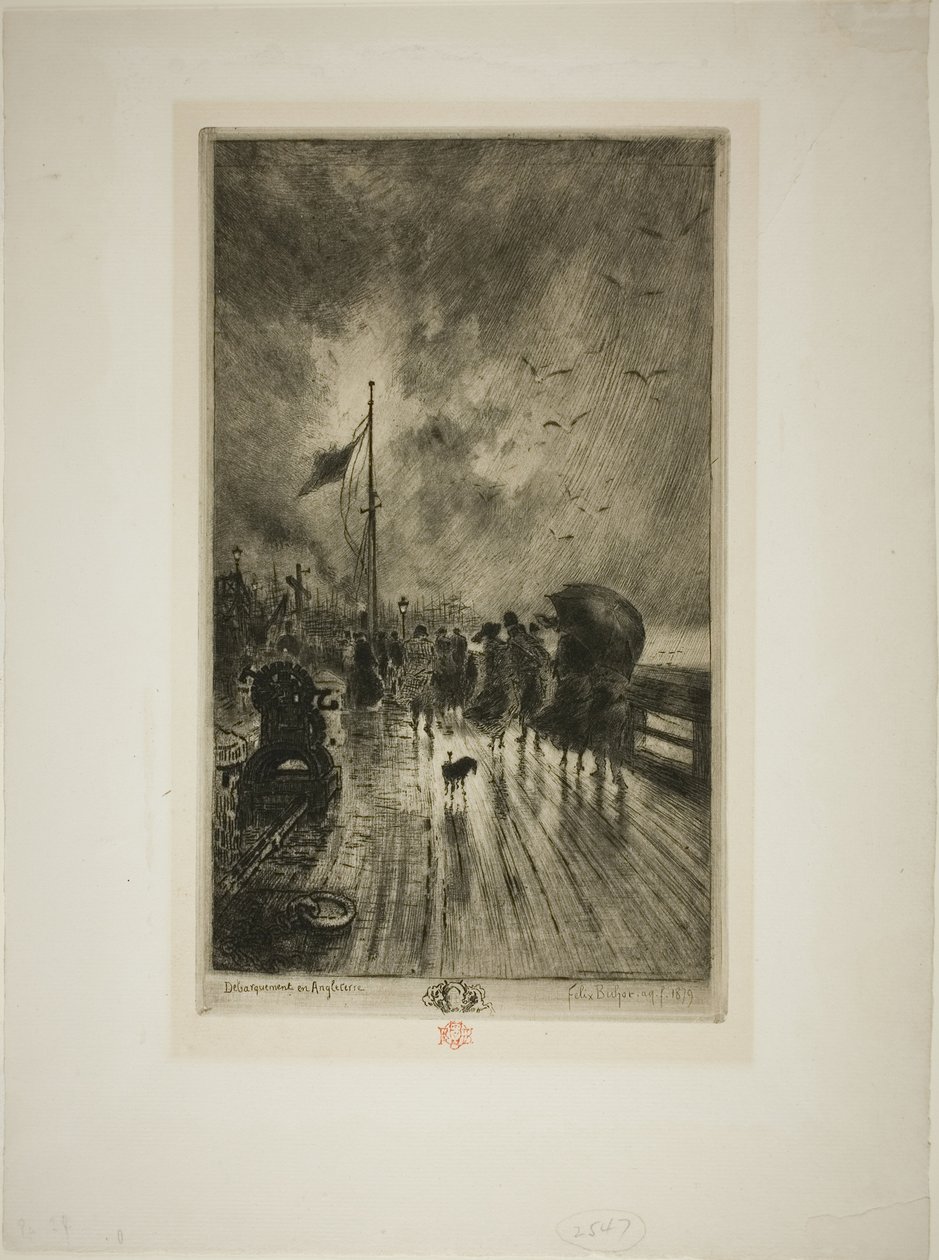 Disembarkation in England by Felix Hilaire Buhot