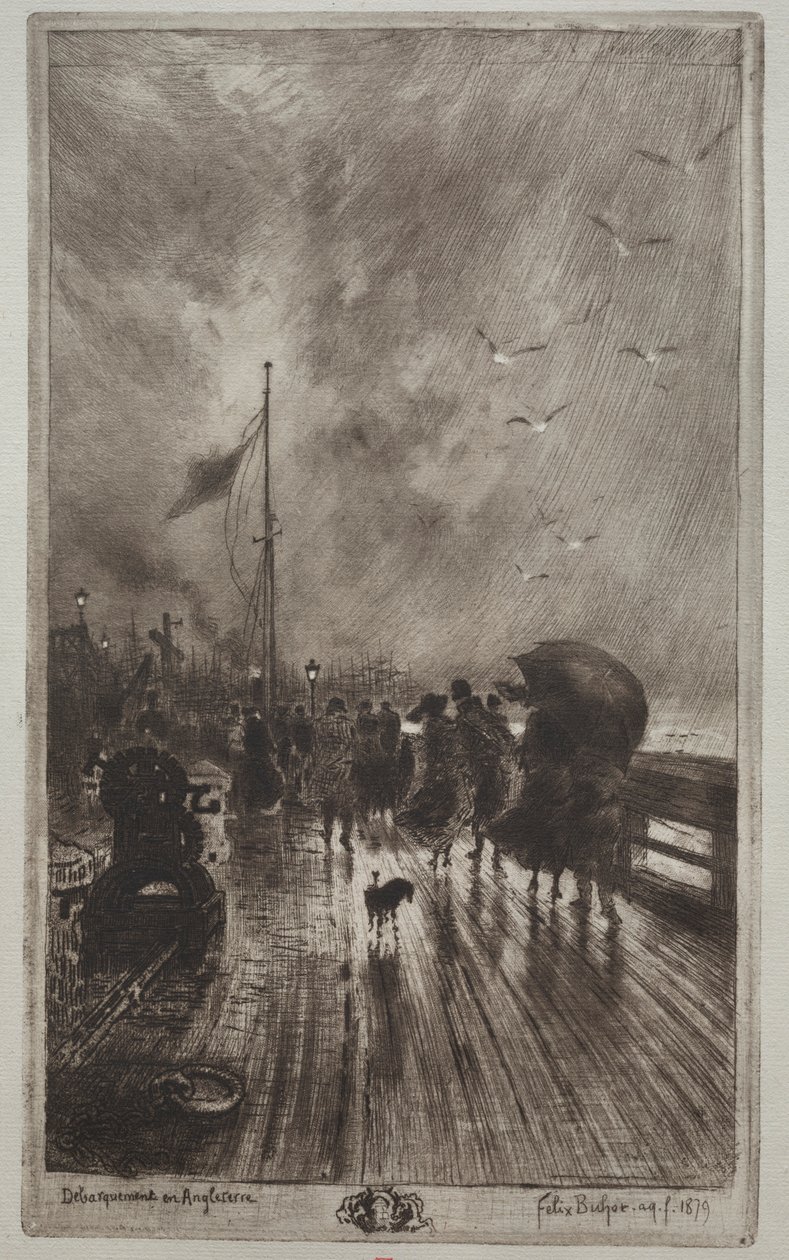 Landing in England, 1879 by Felix Hilaire Buhot
