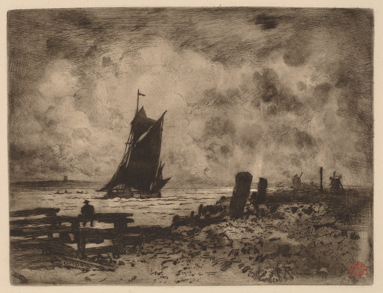 Marine: Souvenir of Medway by Felix Hilaire Buhot