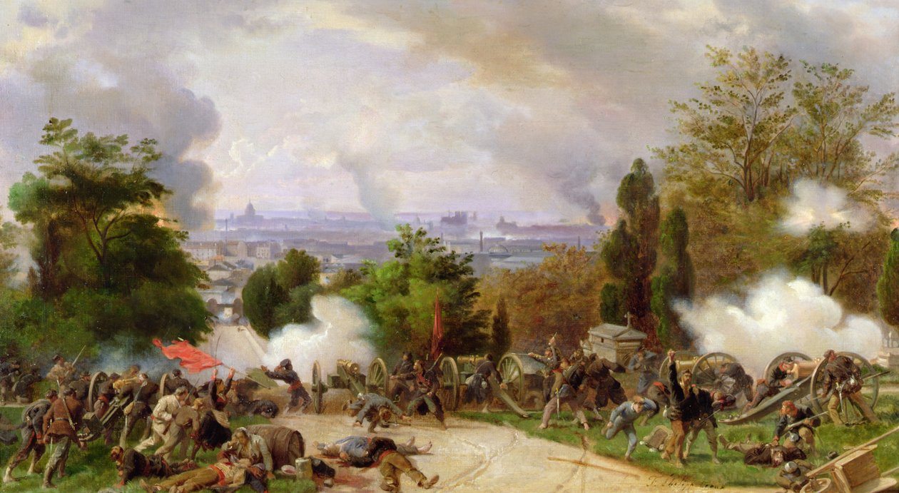 Fighting in the Cemetery of Pere Lachaise in 1871 by Felix Philippoteaux