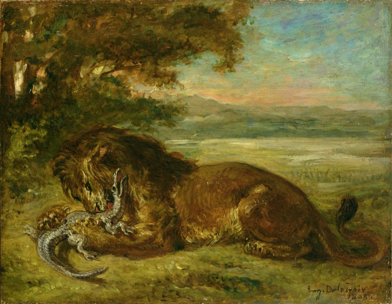 Lion and Alligator by Ferdinand Victor Eugene Delacroix