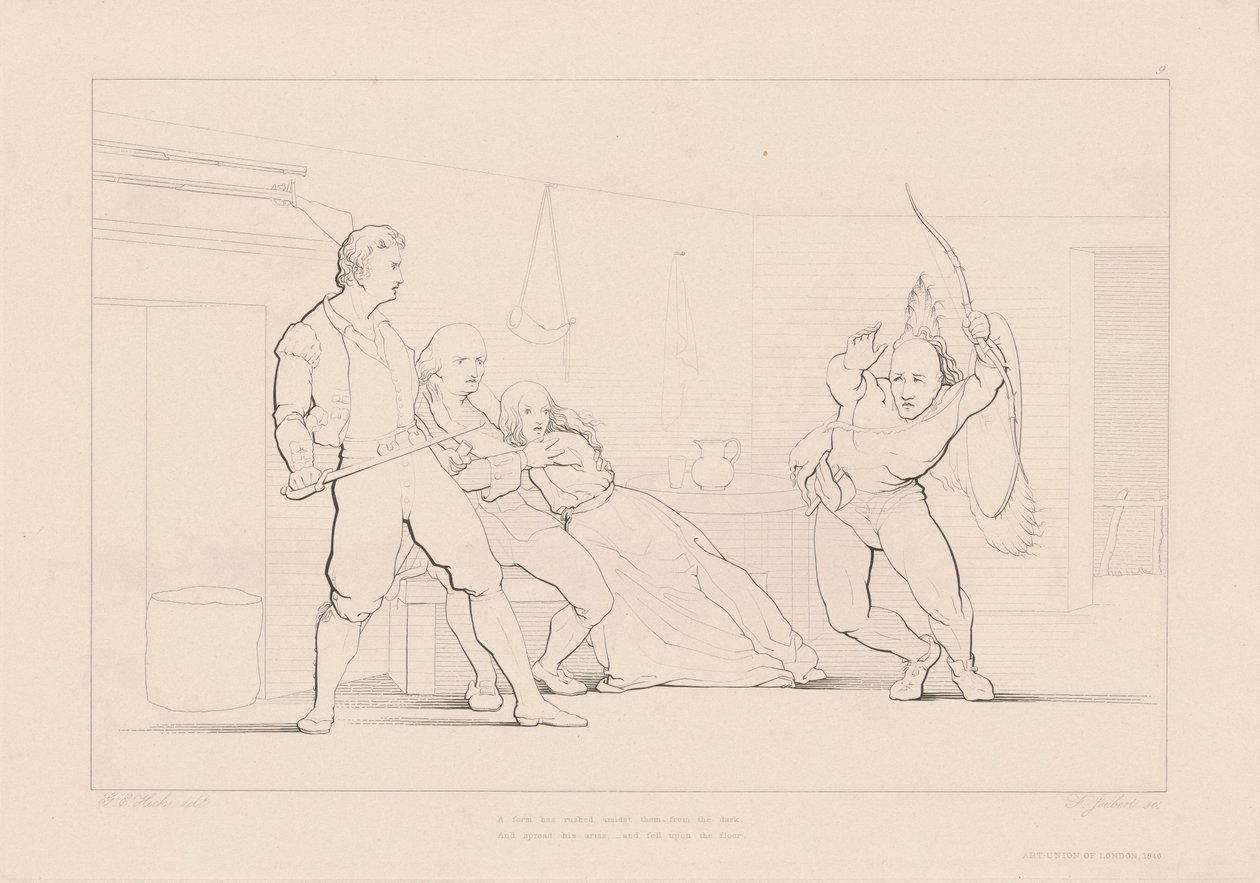 A Form Has Rushed amidst Them from the Dark by Ferdinand Joubert, after George Elgar Hicks