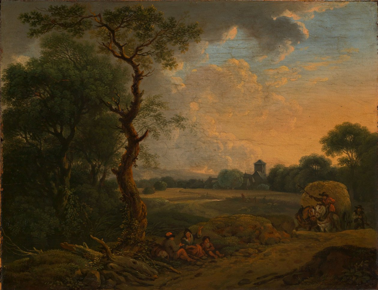 Evening Landscape with Hay Wagon by Ferdinand Kobell