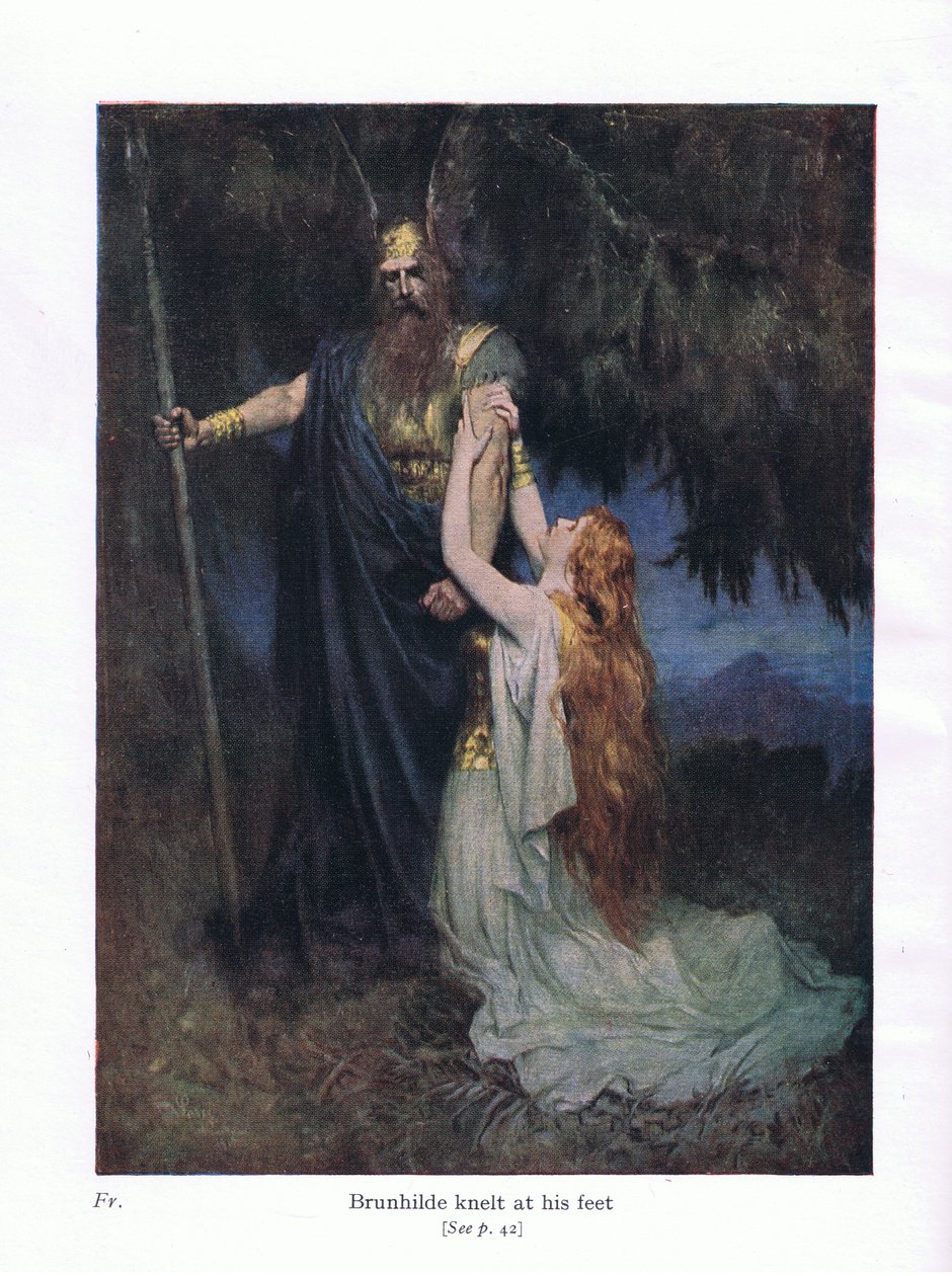 Brunhilde Knelt at His Feet, Illustration from The Stories of Wagner's ...