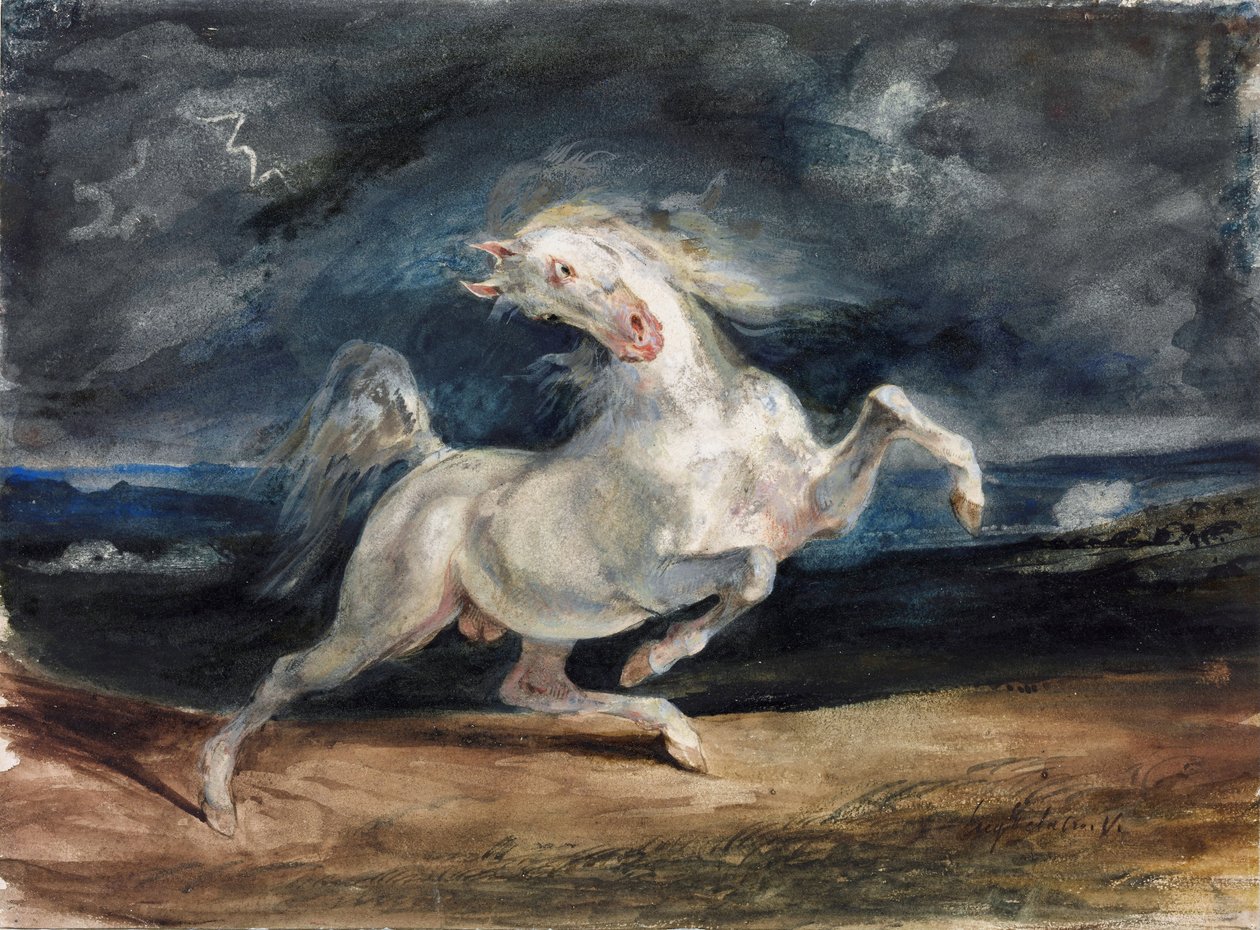 Horse Frightened by Lightning by Ferdinand Victor Eugene Delacroix
