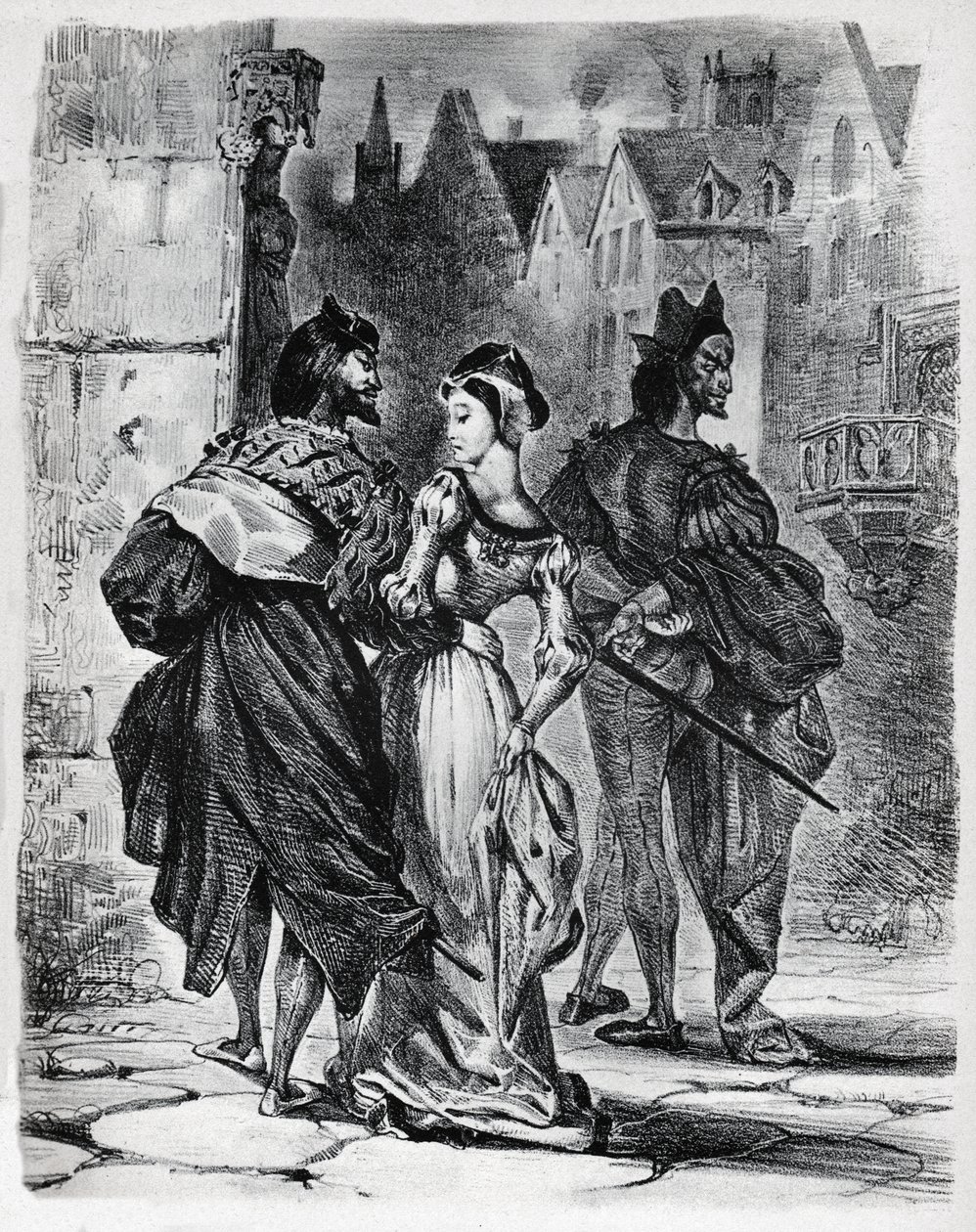 Faust, Gretschen and Mephistopheles by Ferdinand Victor Eugene Delacroix