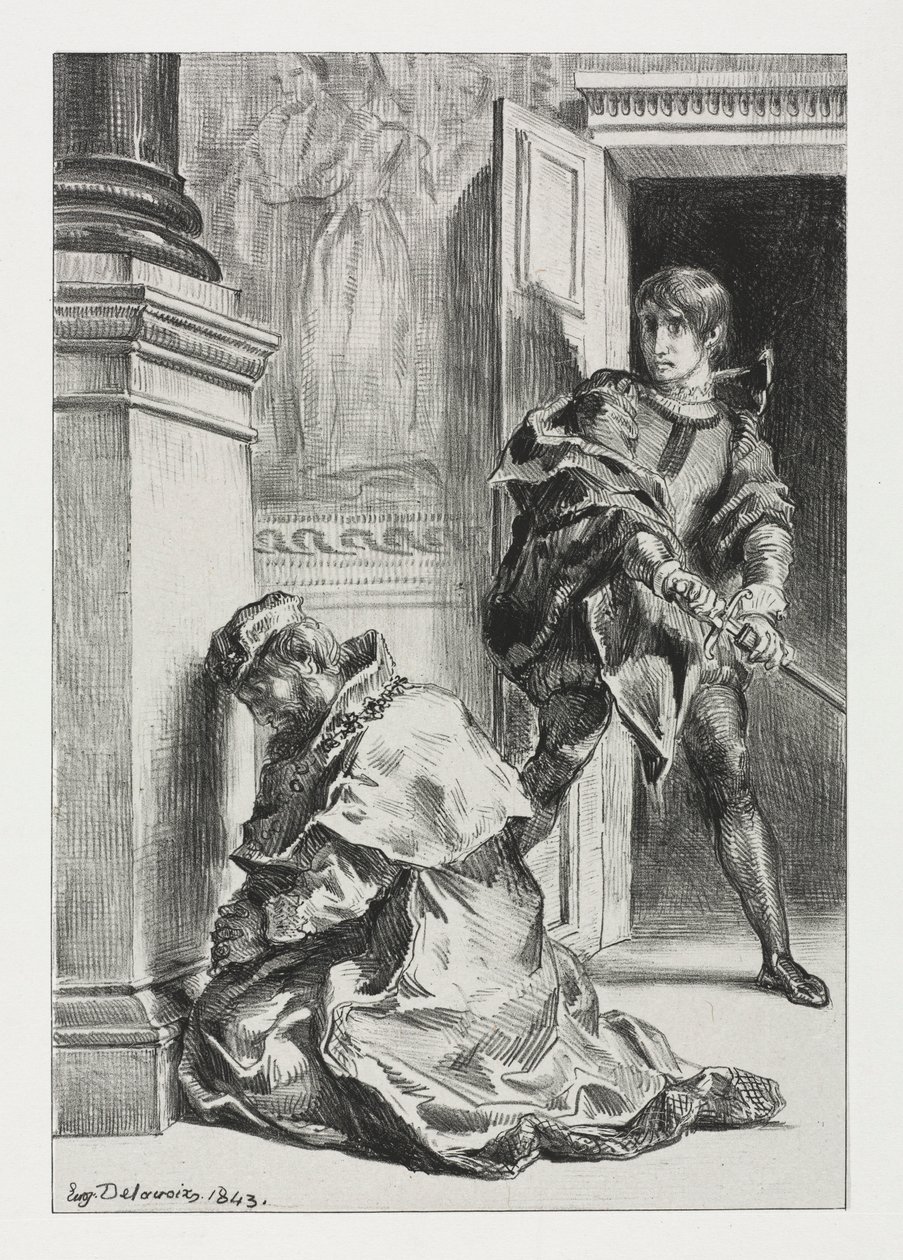 Hamlet Attempts to Kill the King, 1843 by Ferdinand Victor Eugene Delacroix