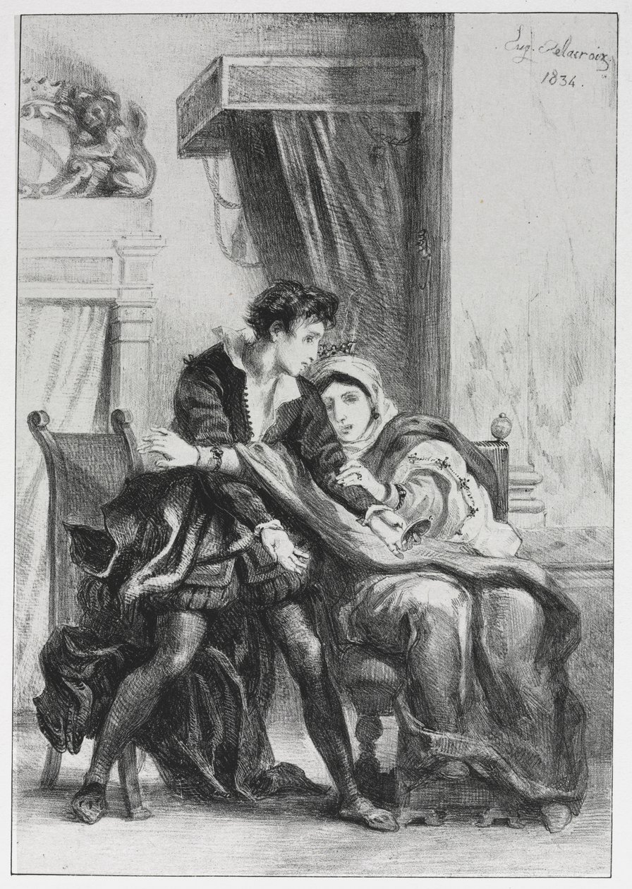 Hamlet: Hamlet and the Queen, 1834 by Ferdinand Victor Eugene Delacroix