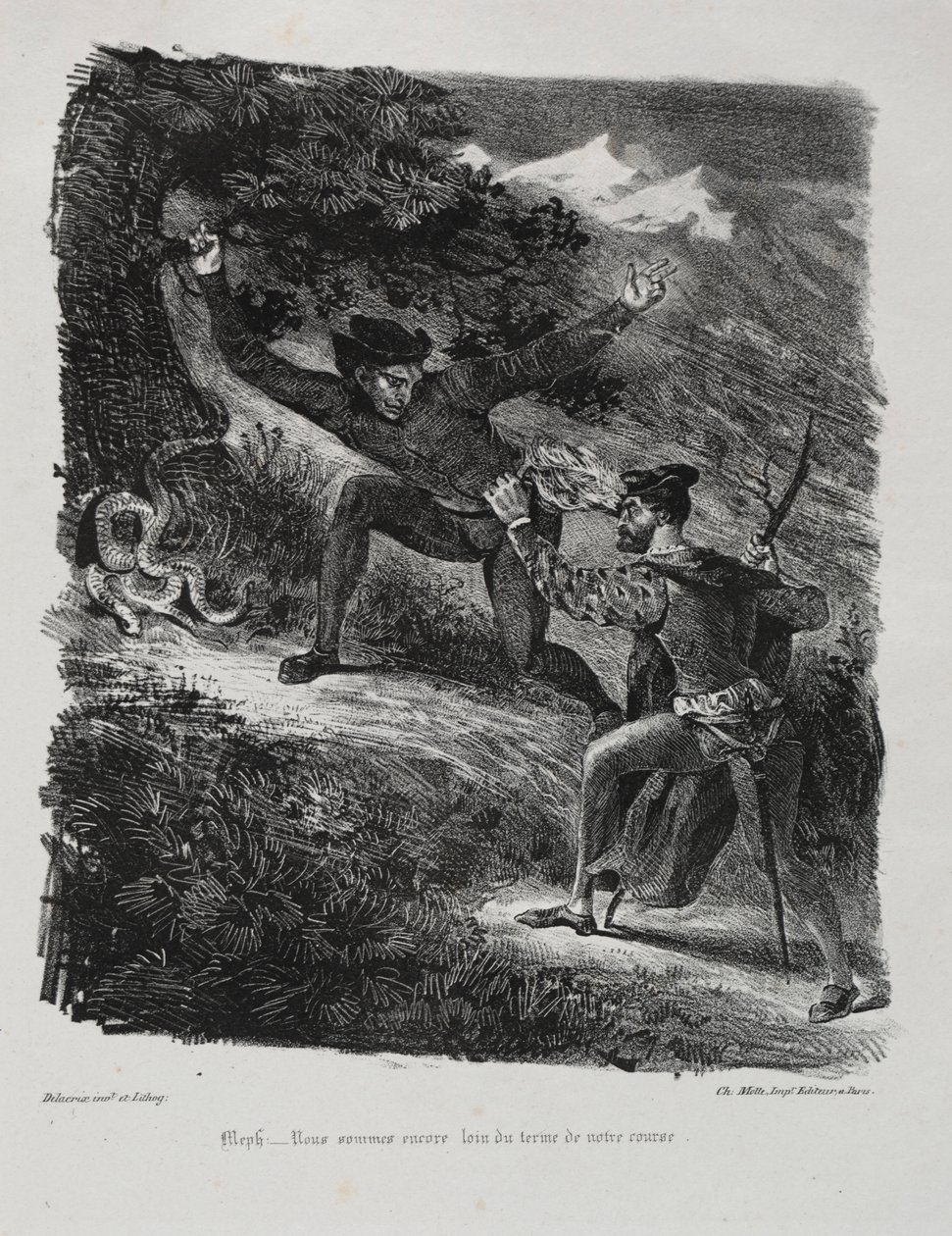 Illustrations for Faust: Faust and Mephistopheles in the mountains of the Hartz by Ferdinand Victor Eugene Delacroix