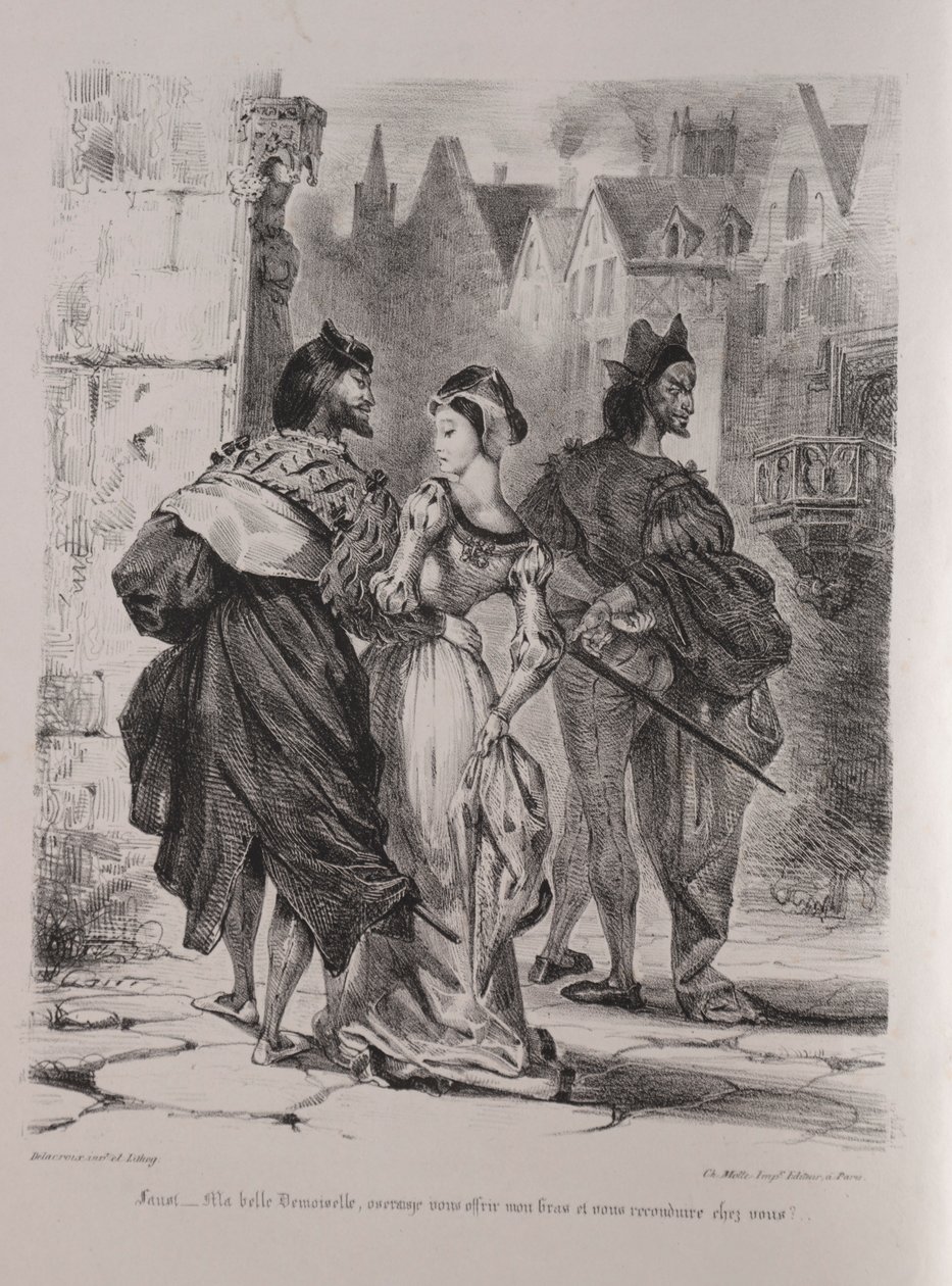 Illustrations for Faust: Faust Seeks to Allure Marguerite by Ferdinand Victor Eugene Delacroix