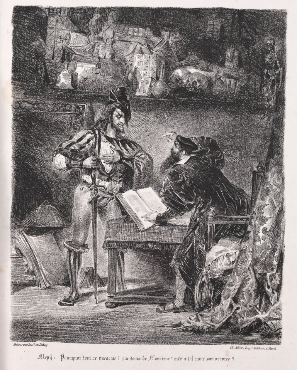 Illustrations for Faust: Méphistophélès visits Faust by Ferdinand Victor Eugene Delacroix