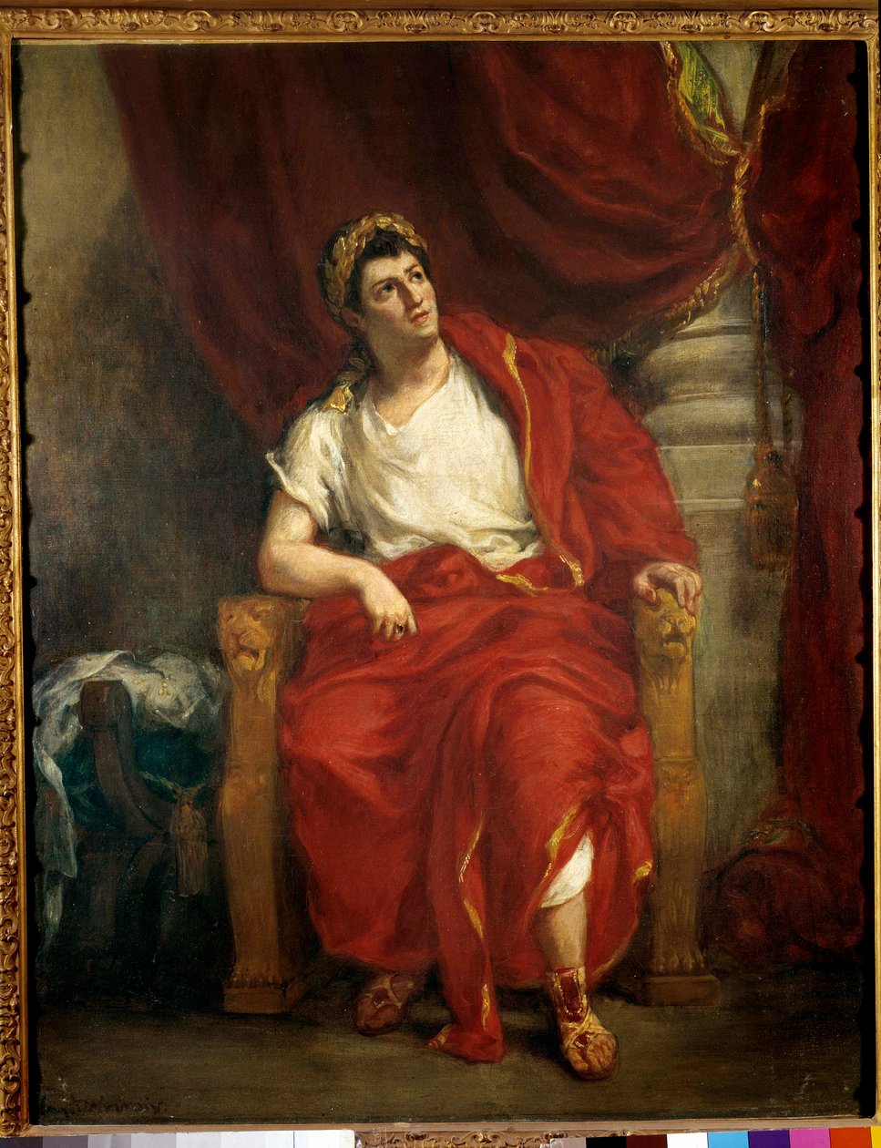 Portrait of Comedian Francois-Joseph Talma Interpreting Nero in the Play Britannicus by Jean Racine. 1853. Paris, French Comedy by Ferdinand Victor Eugene Delacroix