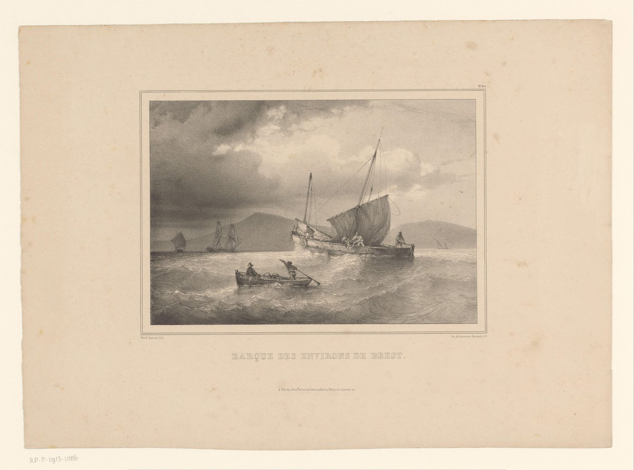 Stranded Brig Among High Waves by Ferdinand Victor Perrot